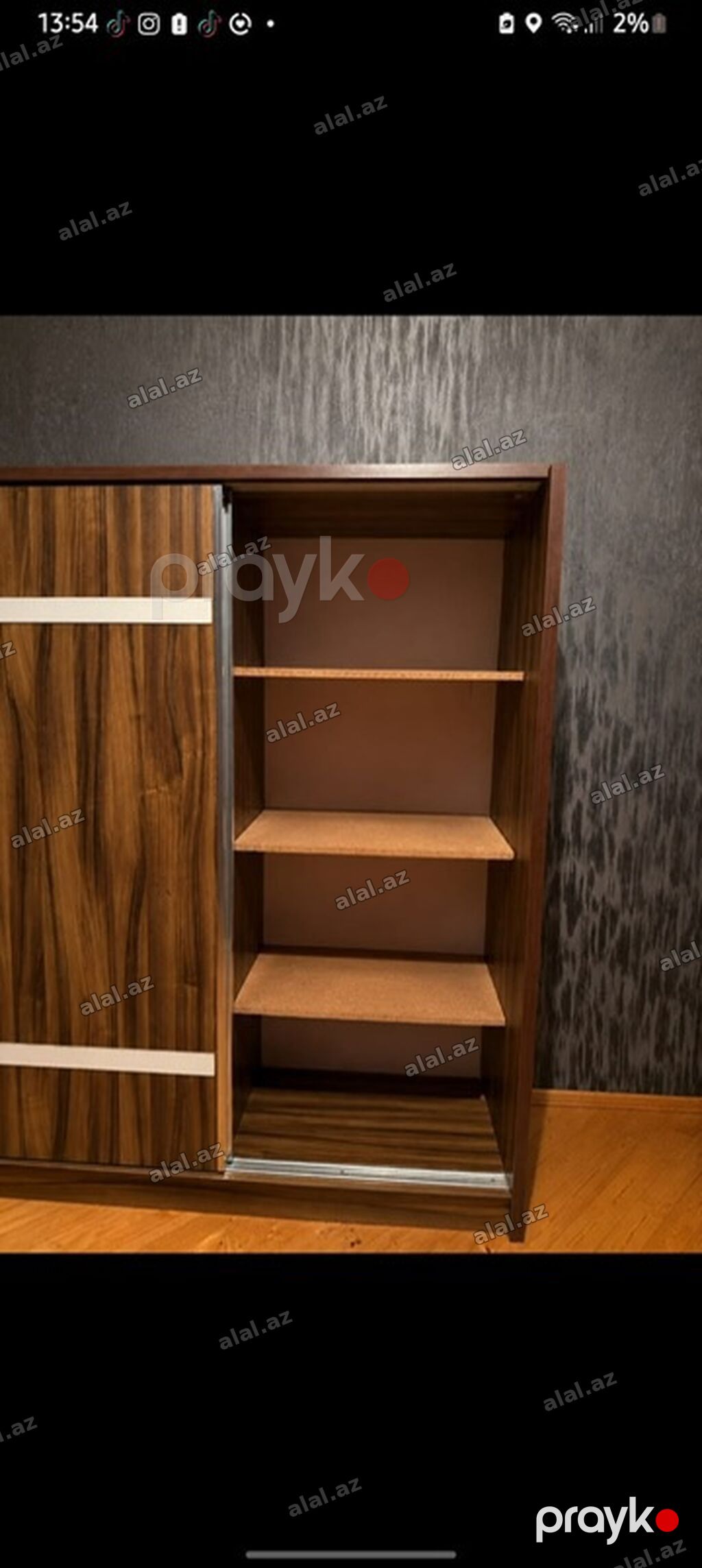 İki qapılı sürgülü qarderob - Material: ağac teksturalı laminat — Mebel, Bakı (3)
