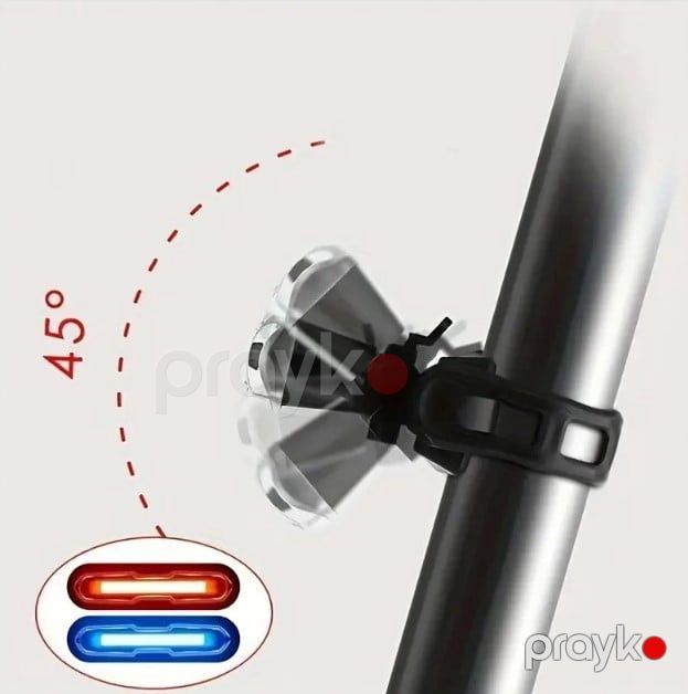Velosiped üçün arxa fənər Bikesport 84, göy/qırmızı, USB doldurulan — Mallar, Bakı (3)