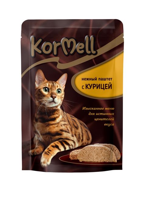 Nəm yem pişiklər üçün KorMell, toyuq əti ilə, 75 q — Bakı