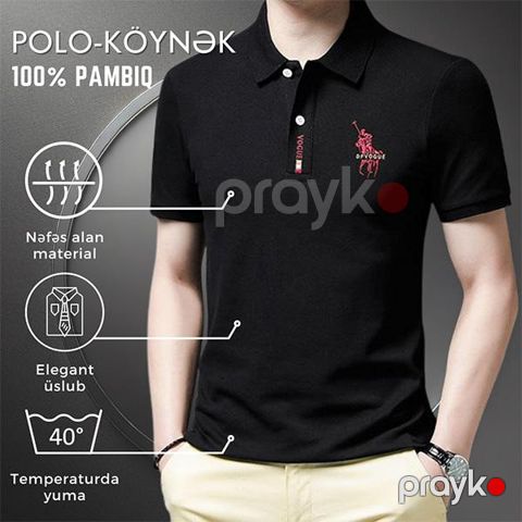 Kişilər üçün polo EB_757, qara, pambıq, ölçü M — Bakı