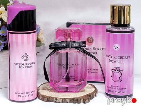 No Brand Bombshell qadınlar üçün ətir dəsti (Ətir suyu, 100 ml + bədən spreyi, 200 ml + bədən üçün mist, 250 ml) — Bakı
