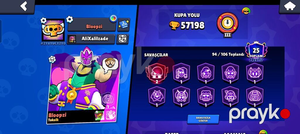 Brawl Stars oyunu üçün inkişaf etmiş oyun hesabı - Kupa sayı: 57,198 — Top oyunları, Bakı (2)