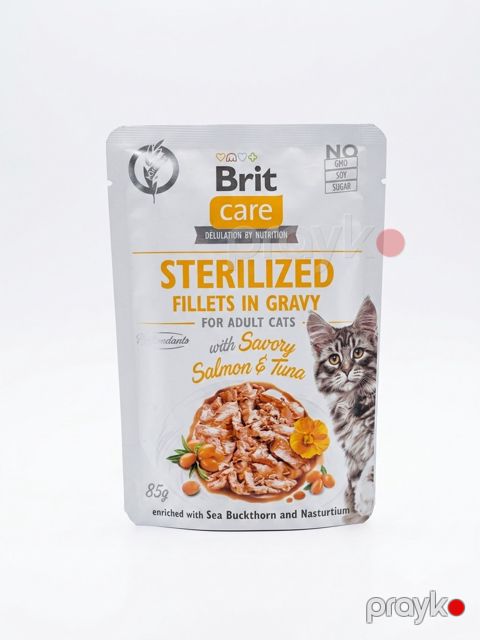 Nəm yem Brit Care Sterilized Filled İn Fravy Salmon&Tuna, 85 q — Bakı