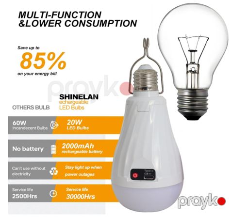 LED lampa, 20W/5V, Type-C, doldurula bilən — Bakı