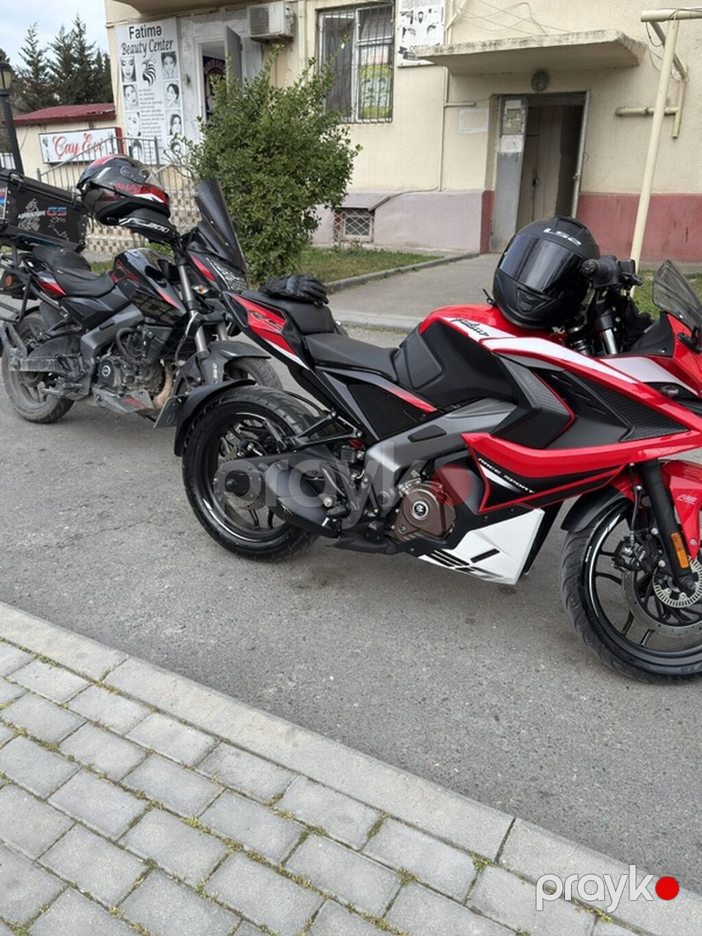 Sport üslublu motosiklet – qırmızı/qara aerodinamik full-kapotaj — Motosikletlər, Bakı (3)