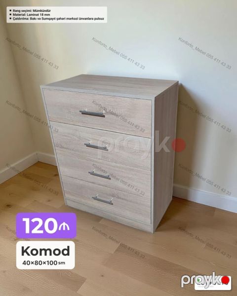 Komod – 4 çekmecəli Ölçülər: 40 80 100 sm Material: 18 mm — Bakı