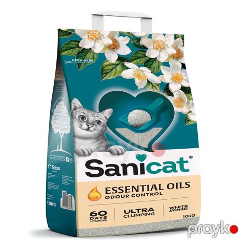 Topalanan pişik doldurucusu Sanicat Essential Oils Ultra Clumping Ultra, ağ jasmin ilə, 10 kq — Bakı