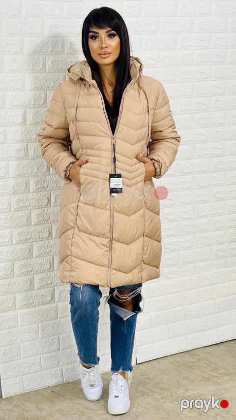 Qadınlar üçün qış gödəkçəsi mir_70800, bej, polyester, ölçü 48 — Bakı
