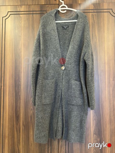 Amısu Knitwear uzun kardiqan - Rəng: tünd-boz (melanj effektli) — Bakı