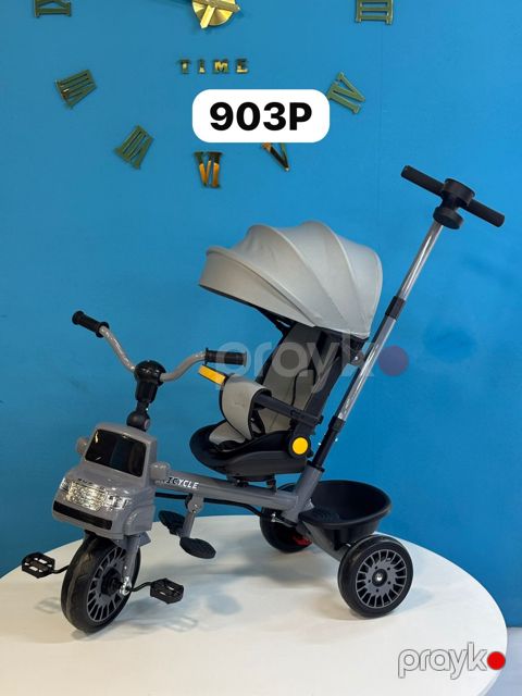 Uşaqlar üçün üçtəkərli velosiped BM-903P, musiqili/işıqlı, 1-5 yaş, boz — Bakı