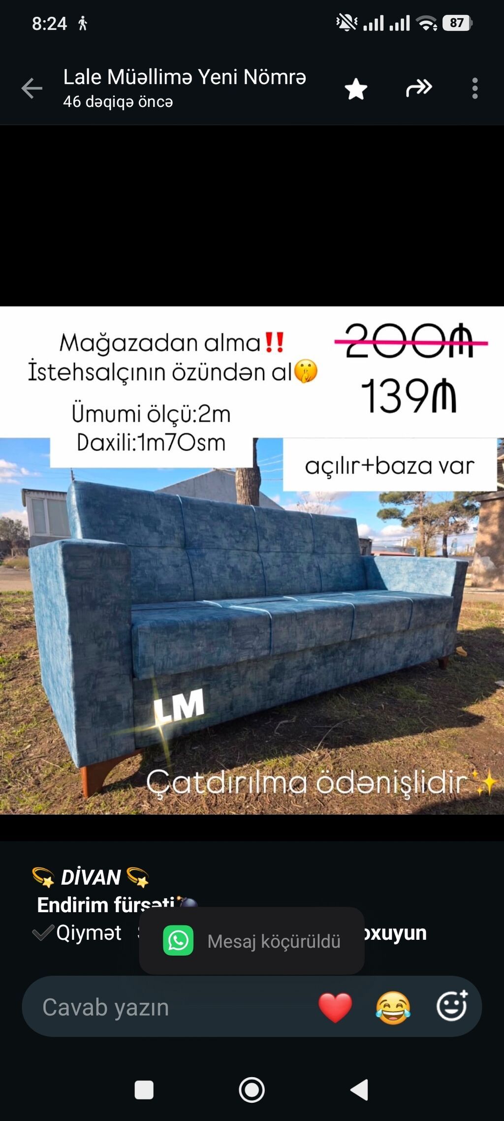 _*Divan*_ *Endirim fürsəti Qiymət *Sadəcə 139₼ oldu* — Divanlər, Bakı