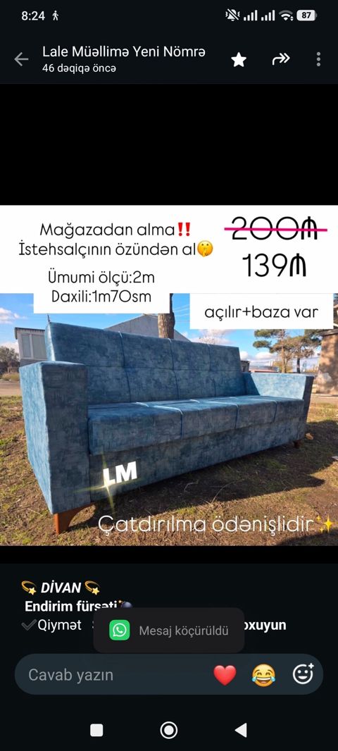 _*Divan*_ *Endirim fürsəti Qiymət *Sadəcə 139₼ oldu* — Aişə Xanım — Sofas