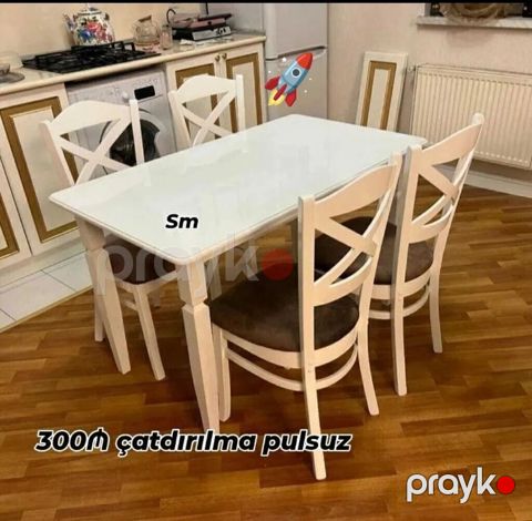 Mətbəx üçün, Yeni, Açılmayan, Dördbucaq masa, 4 stul — Digah