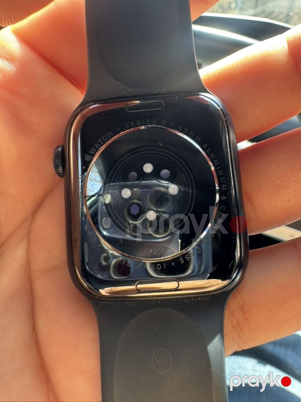Apple Watch Series 8 – 45 mm, qara rəng - Korpus: Alüminium - Arxa — Ağıllı saatlar, Digah (3)