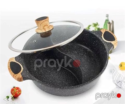 Böyük tava HO28 qapaqlı, yemək bişirmək üçün 2 bölmə, 28 sm — Bakı