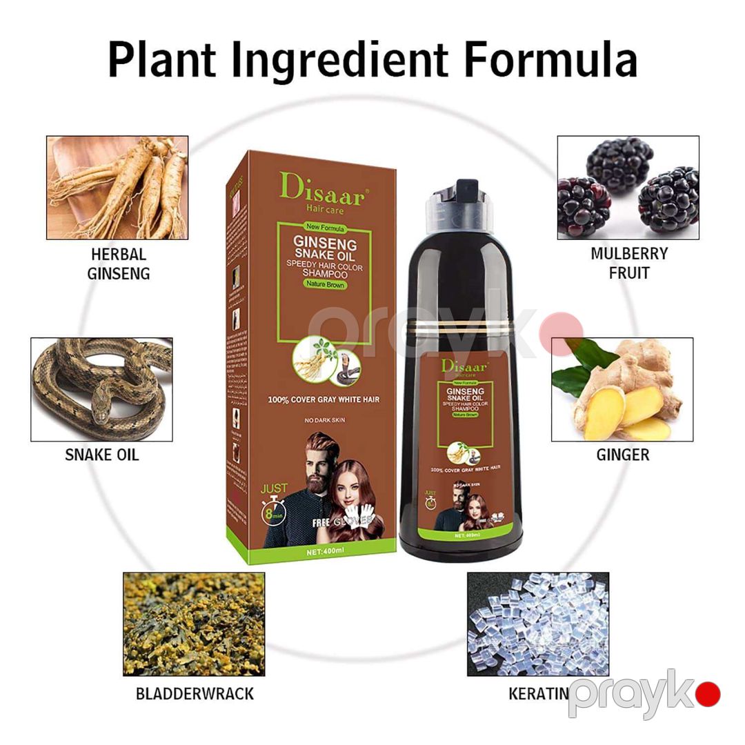 Şampun-boya Disaar Ginseng Snake Oil, qəhvəyi, 400 ml — Mallar, Bakı (3)