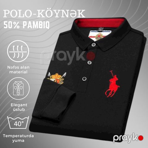 Kişilər üçün polo EB 794, qara, pambıq, ölçü M — Bakı
