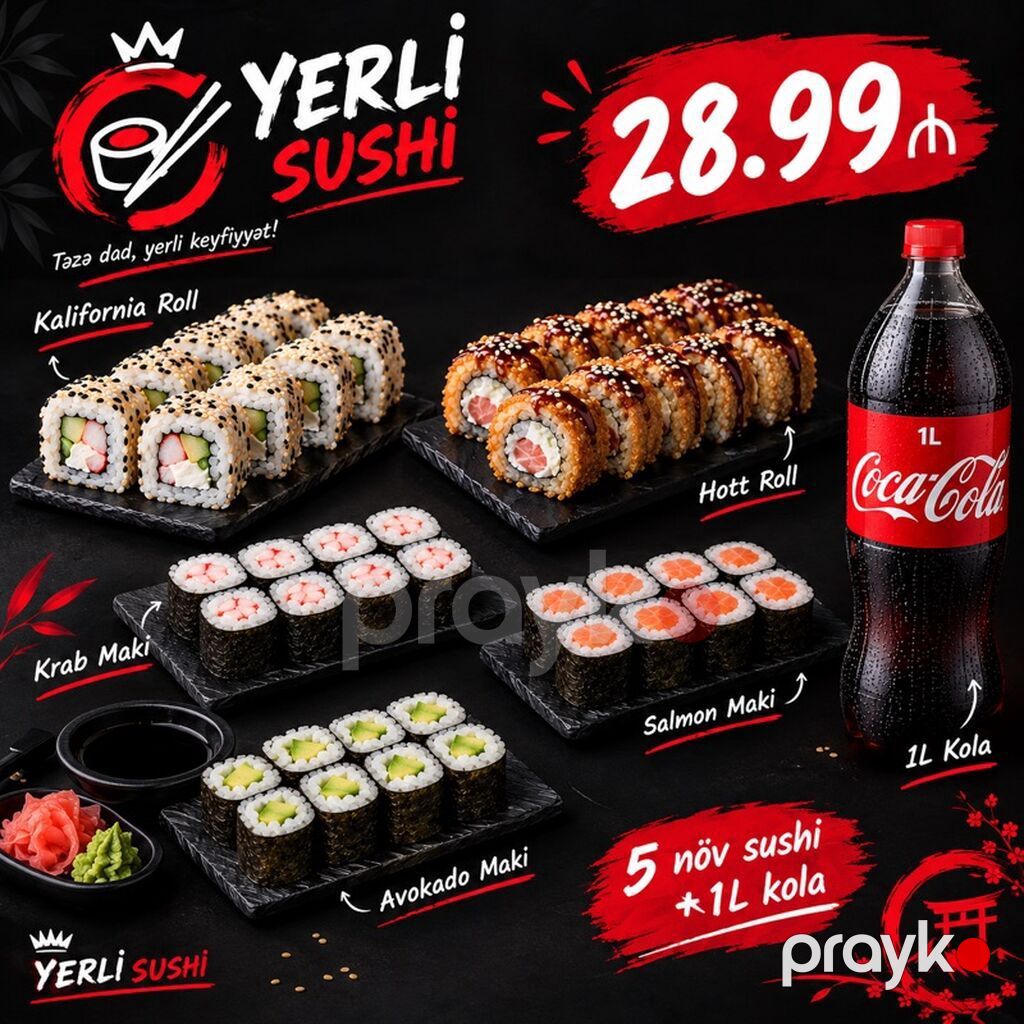 Yerli Sushi – Təzə dad, yerli keyfiyyət Sushi və fast‑food menyusu — Qida məhsulları, Digah (3)