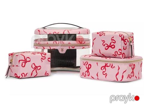 Kosmetika çantaları dəsti Victoria'S Secret Pink & Red Bow 4-In-1 Train Case — Bakı