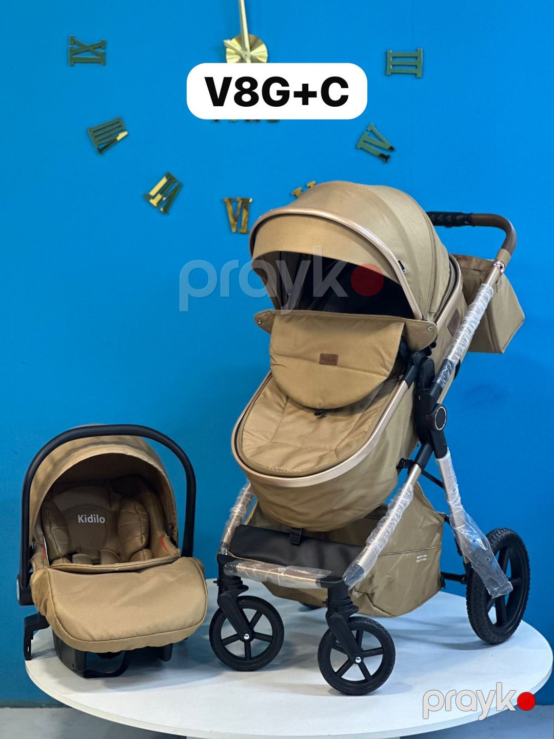 Uşaq arabası və uşaq avtomobil kreslosu BM-V8G+C, krem, 0-3 yaş — Mallar, Bakı (2)