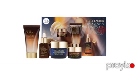 Kosmetik hədiyyə dəsti Estee Lauder Dream Skin In One Sleep (bərpaedici vasitə 7 ml + gecə kremi 15 ml + üz yuma geli 30 ml + üz üçün zərdab 15 ml) — Bakı