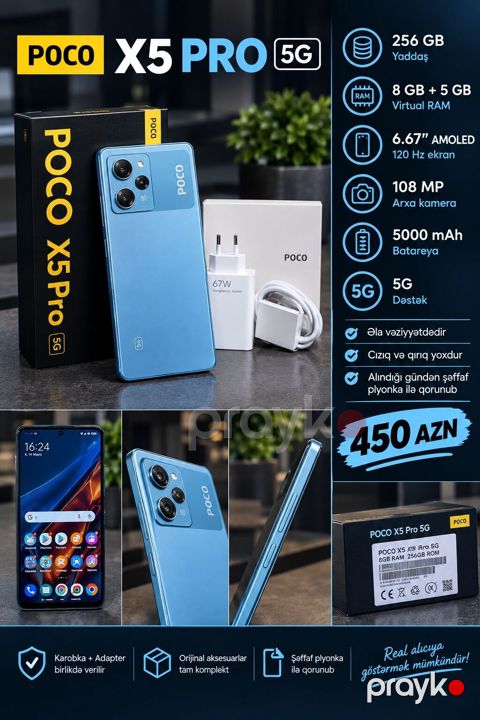 Poco X5 Pro 5G, 256 GB, rəng - Mavi — Masazır