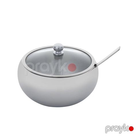 Şəkər qabı Gipfel 7109 qaşıqla/qapaqla, 500 ml, 120x85 ml, paslanmayan polad, gümüşü — Bakı