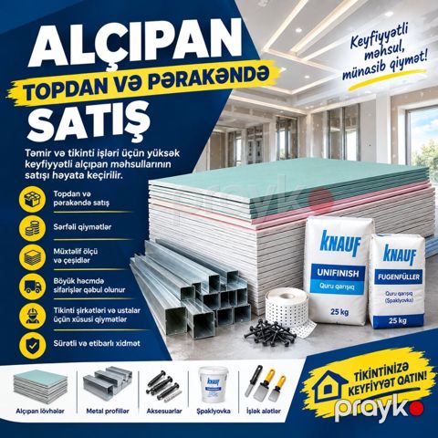 Alçıpan və tikinti materialları – topdan satış Tikinti şirkətləri — Bakı