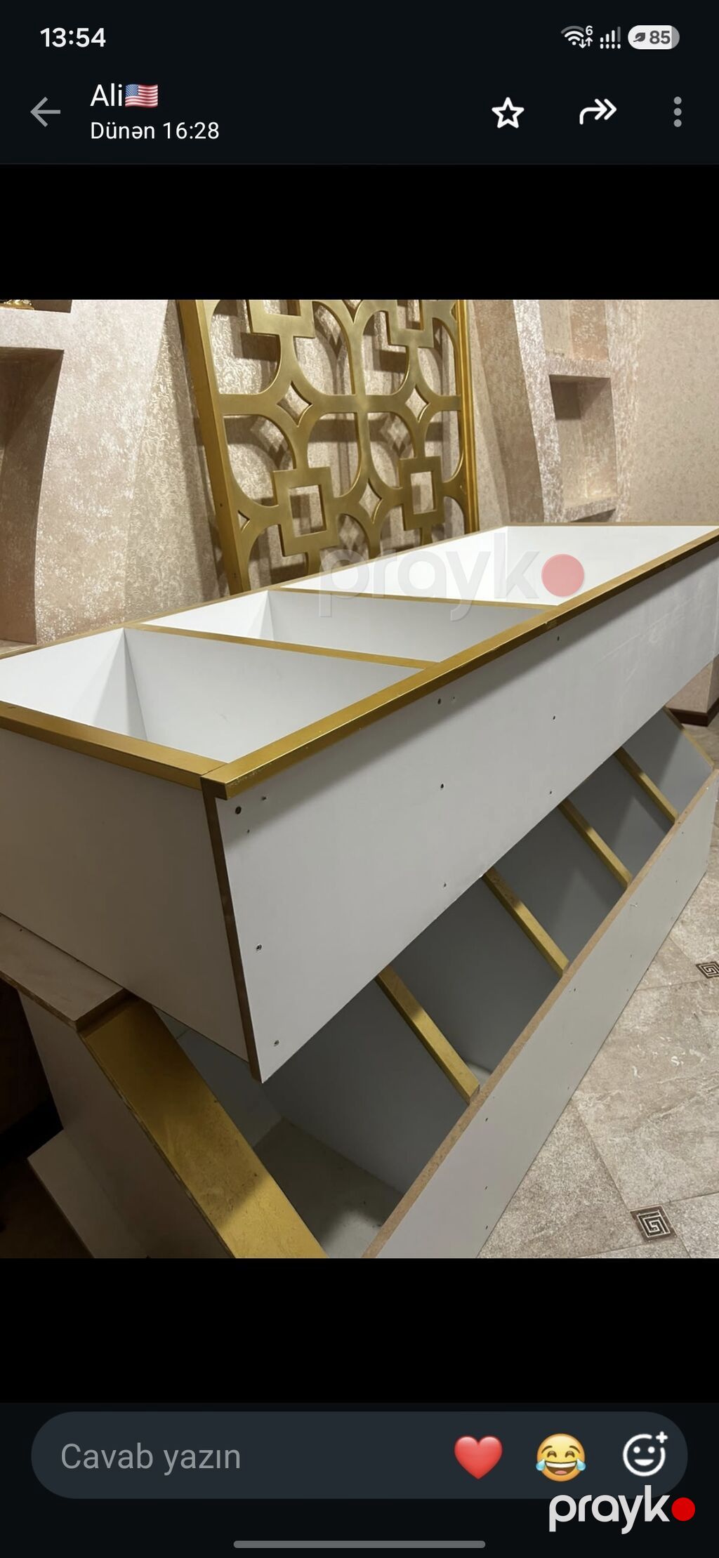 Mağaza üçün vitrin və bucaq rəfi dəsti - Material: ağ laminat/MDF — Vitrini, Bakı (4)