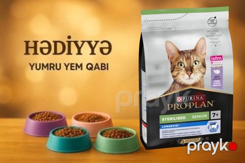 Quru yem Purina Pro Plan Sterilised sterilizasiya edilmiş pişiklər üçün, hindtoyuğu əti ilə, 10 kq + Yem qabı Hədiyyə — Bakı