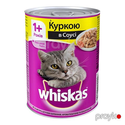 Konserv Whiskas yetkin pişiklər üçün, sousda toyuq ilə, 400 q