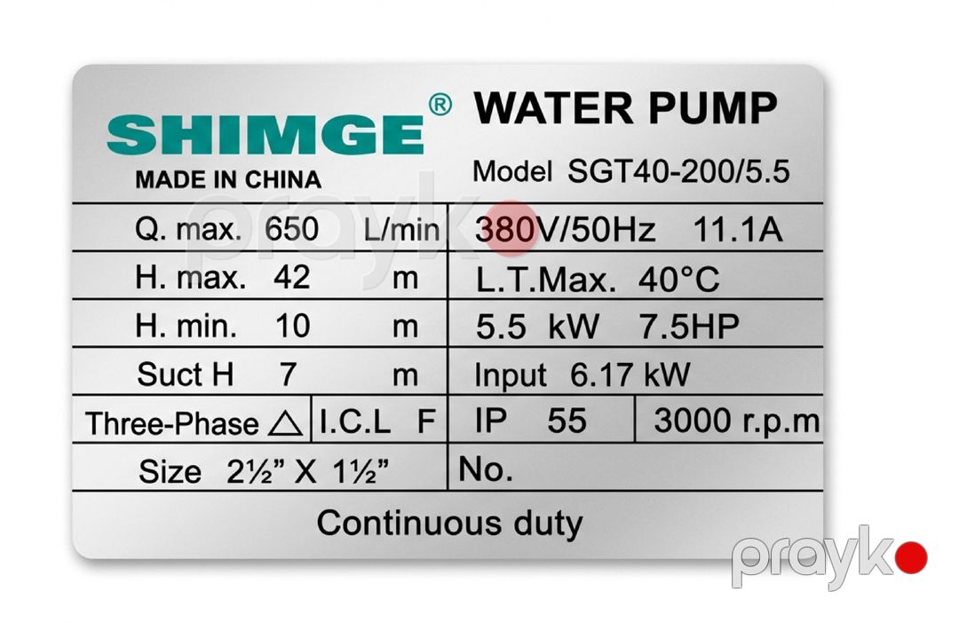 Səthi nasos Shimge 5.5kW SGT40-200/5.5 — Mallar, Bakı (3)