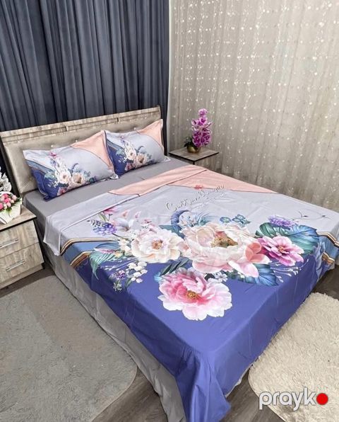 Yataq dəsti İPÇ030, ikinəfərlik, yorğan üzü 200x230 sm, mələfə 240x250 sm, yastıq üzü 50x70 sm/2 əd, pambıq, rəngbərəng — Bakı