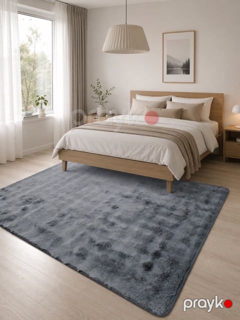 Xalça 88650679, dovşan tükü, 200x100 sm, tünd boz — Bakı