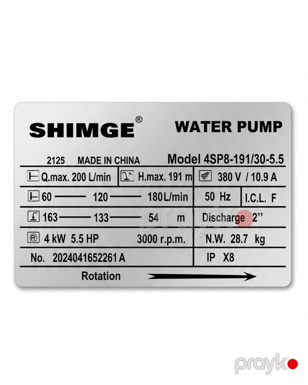 Salınan nasos Shimge 4SP8-191/30-5.5 — Mallar, Bakı (2)