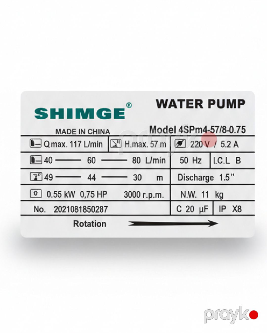 Salınan nasos Shimge 4SPm4-57/8-0.75 — Mallar, Bakı (2)