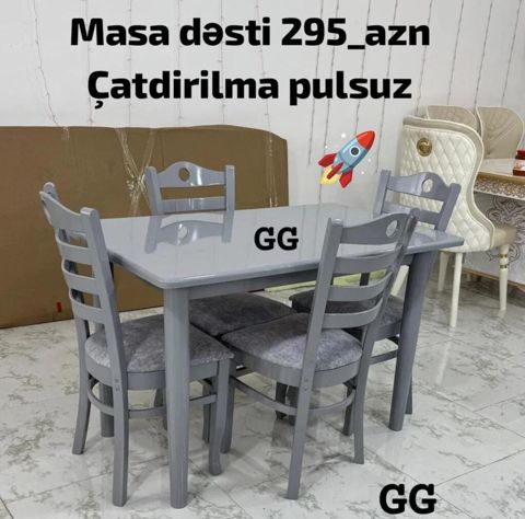 Mətbəx üçün, Yeni, Dördbucaq masa, 4 stul — Digah