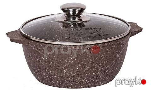 Qazan "Мечта. Гранит" Brown 42806 tutacaqlı, şüşə qapaq və yapışmayan örtük ilə, 2 L — Bakı