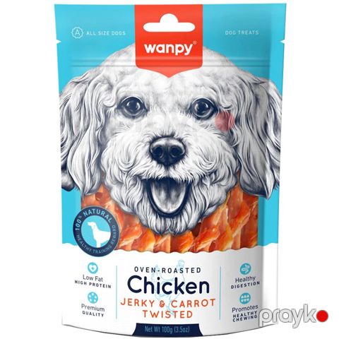 İtlər üçün məzə Wanpy Chicken Jerky Carrot Sticks 100 q — Bakı