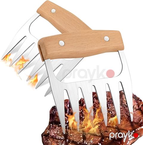 Ət çəngəli 8766, metal, taxta, gümüşü, qəhvəyi — Bakı