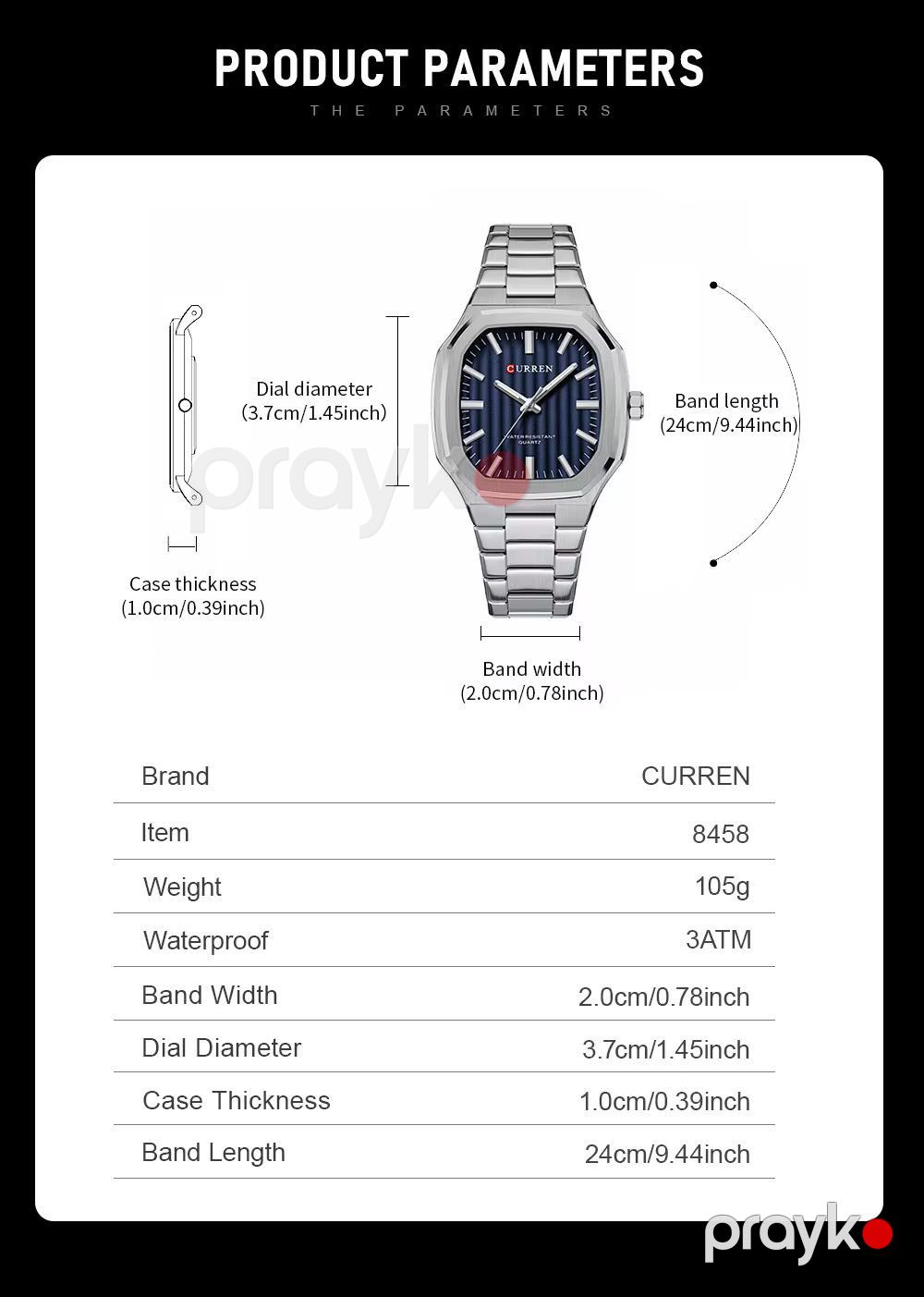 Qol saatı kişilər üçün Curren 8458 Silver/Blue — Mallar, Bakı (2)