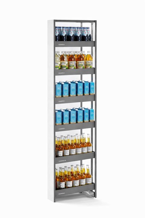 Siyirmə stellaj Higold, 6 mərtəbə, polad/alüminium, antrasit, 238x51x10 sm — Bakı