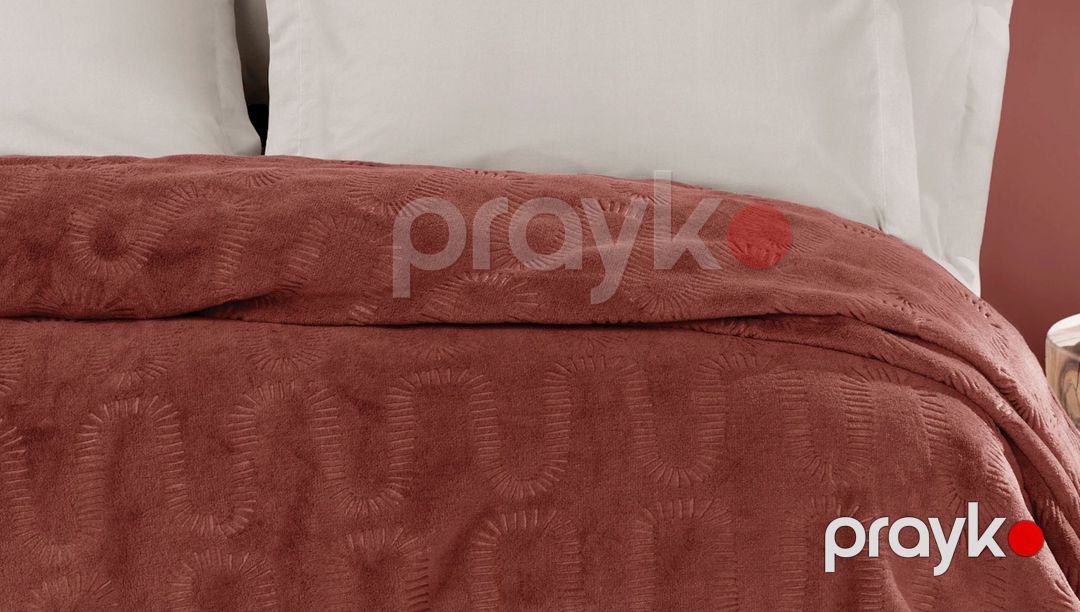 Örtük-şal Yataş Tricia, 200x220 sm, ikinəfərlik, poliester, Kiremit — Mallar, Bakı (3)