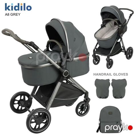 Uşaq arabası Kidilo A8, 0-3 yaş, 14 kq, tünd boz — Bakı