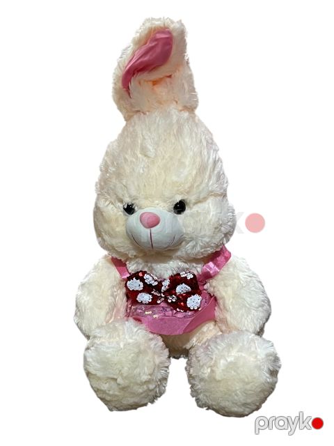 Yumşaq oyuncaq FSY-12100, peluş, ağ/çəhrayı, 35 sm — Bakı