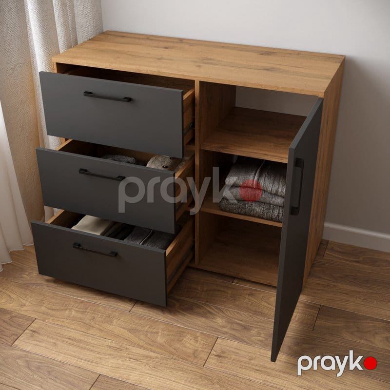 Komod mv_13900306, laminat/LDSP, antrasit/qəhvəyi, 82x42x100 sm — Mallar, Bakı (2)