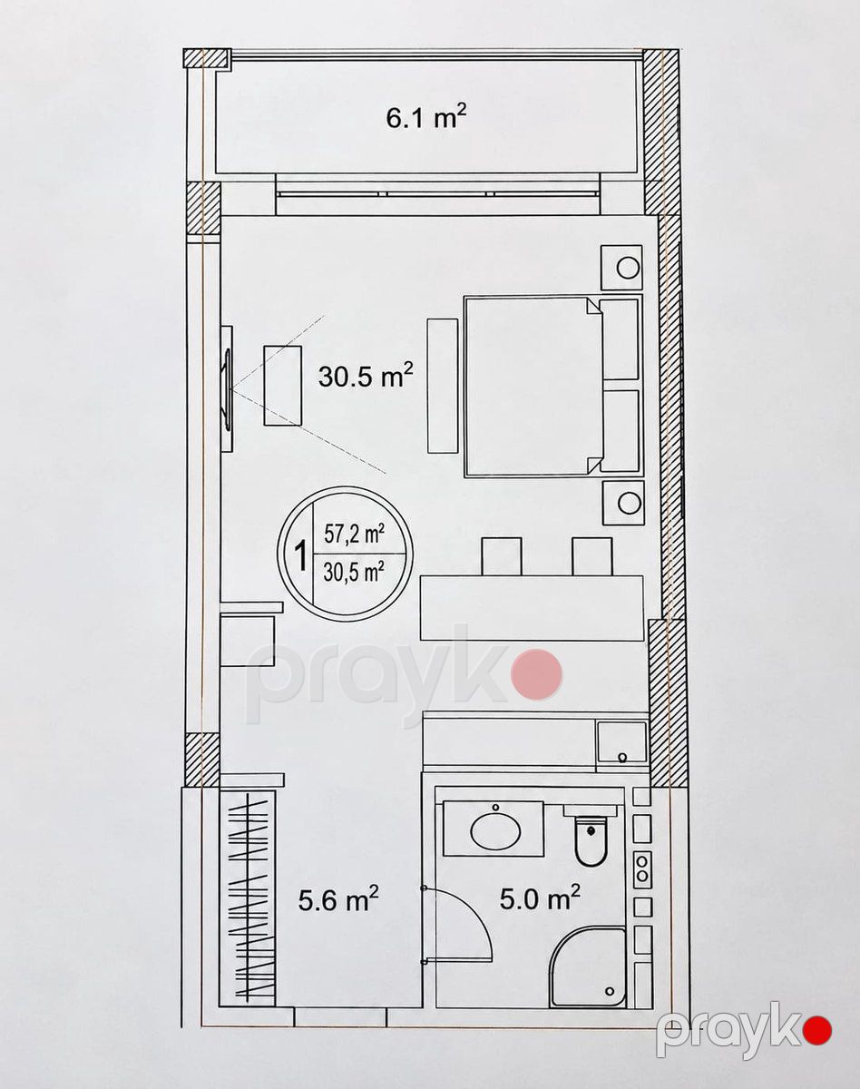 Satılır 1 otaqlı yeni tikili 57.2 m² — Mənzil, Bakı (2)