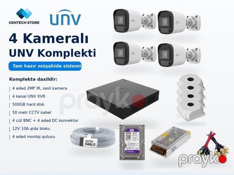 UNV 4-lü kamera dəsti Setə daxildir: UNV 4-lü Kamara Dəsti 1 ədəd — Bakı