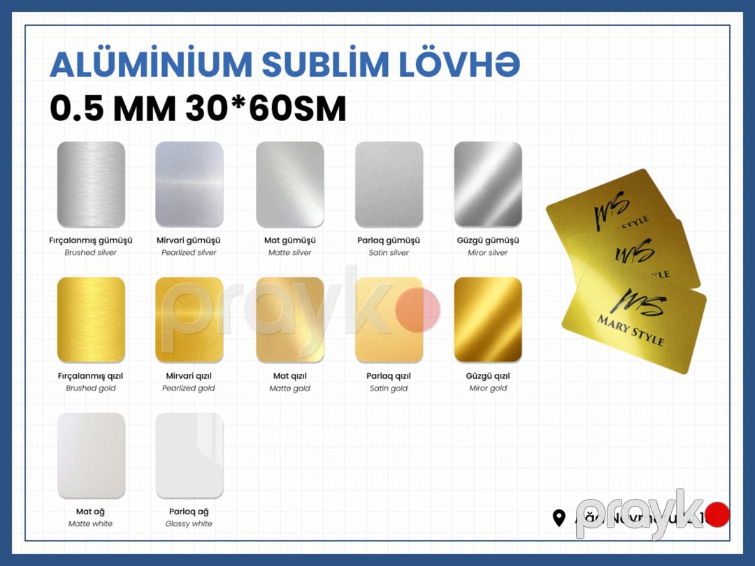 Alüminium sublim lövhə 0.5mm 30*60sm — Ofis texnikası və istehlak malları, Bakı (2)