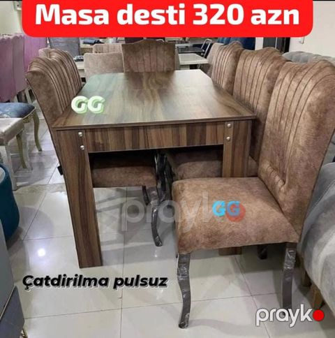 Masa dəsti – 320 AZN - Tərkib: 1 ədəd düzbucaqlı masa + 6 ədəd stul — Mehdiabad